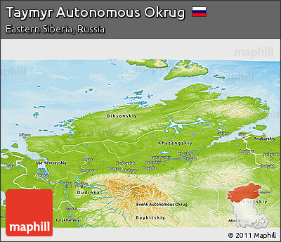 Physical 3D Map of Taymyr Autonomous Okrug