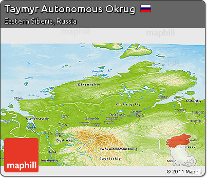 Physical 3D Map of Taymyr Autonomous Okrug