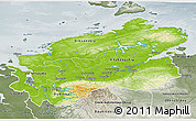 Physical 3D Map of Taymyr Autonomous Okrug, semi-desaturated