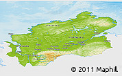 Physical 3D Map of Taymyr Autonomous Okrug, single color outside