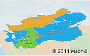 Political 3D Map of Taymyr Autonomous Okrug, lighten