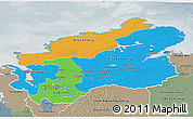 Political 3D Map of Taymyr Autonomous Okrug, semi-desaturated