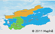 Political 3D Map of Taymyr Autonomous Okrug, single color outside