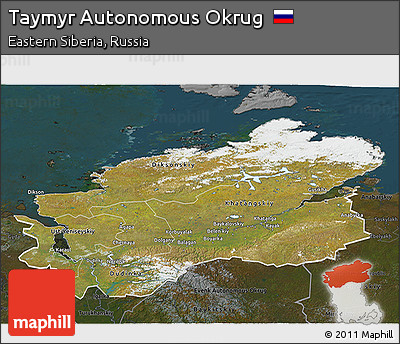 Satellite 3D Map of Taymyr Autonomous Okrug, darken