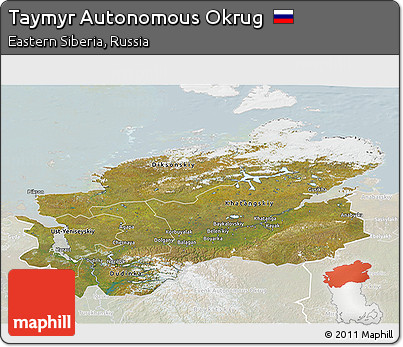 Satellite 3D Map of Taymyr Autonomous Okrug, lighten