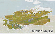 Satellite 3D Map of Taymyr Autonomous Okrug, lighten
