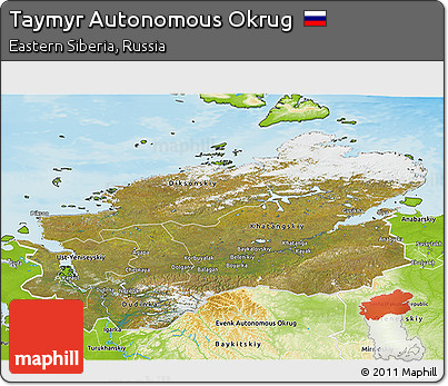 Satellite 3D Map of Taymyr Autonomous Okrug, physical outside