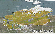 Satellite 3D Map of Taymyr Autonomous Okrug, semi-desaturated
