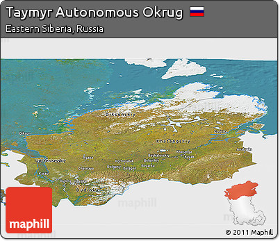 Satellite 3D Map of Taymyr Autonomous Okrug, single color outside