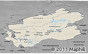 Shaded Relief 3D Map of Taymyr Autonomous Okrug, darken, desaturated