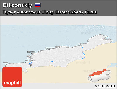 Classic Style 3D Map of Diksonskiy, single color outside