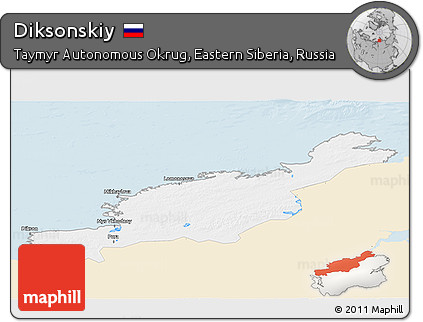 Classic Style 3D Map of Diksonskiy, single color outside