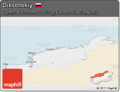 Classic Style 3D Map of Diksonskiy, single color outside