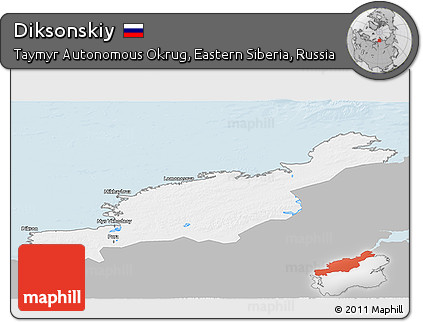Gray 3D Map of Diksonskiy, single color outside