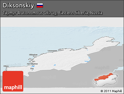 Gray 3D Map of Diksonskiy, single color outside
