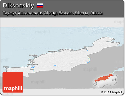 Gray 3D Map of Diksonskiy, single color outside