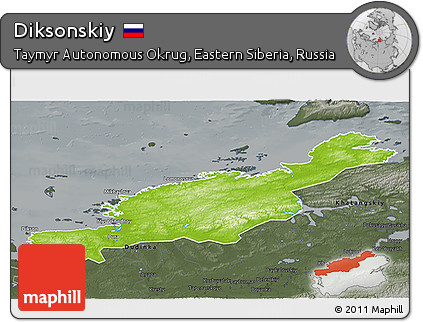 Physical 3D Map of Diksonskiy, darken, semi-desaturated