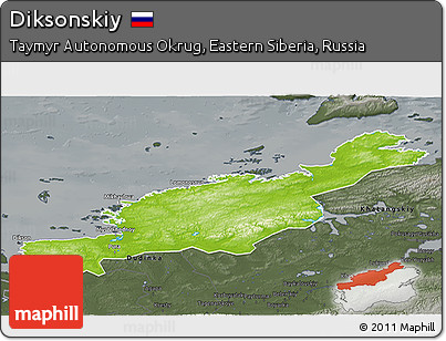 Physical 3D Map of Diksonskiy, darken, semi-desaturated