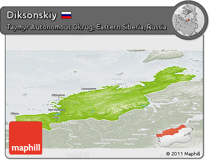 Physical 3D Map of Diksonskiy, lighten, semi-desaturated