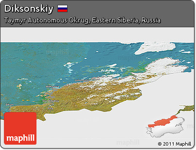 Satellite 3D Map of Diksonskiy, single color outside