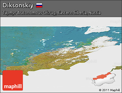 Satellite 3D Map of Diksonskiy, single color outside