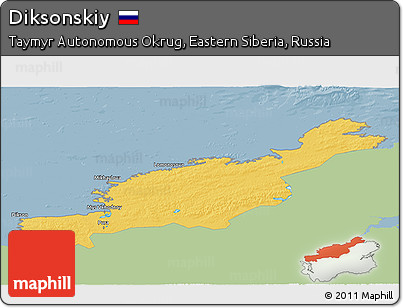 Savanna Style 3D Map of Diksonskiy, single color outside