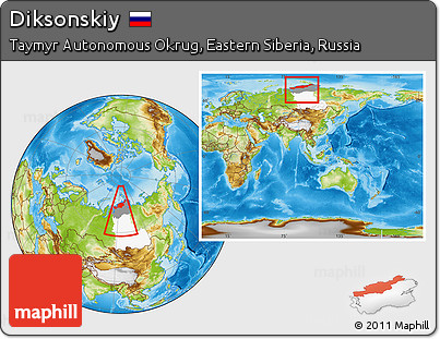 Physical Location Map of Diksonskiy, highlighted parent region, highlighted grandparent region, within the entire country