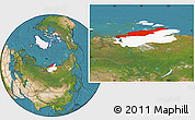 Satellite Location Map of Diksonskiy, highlighted parent region