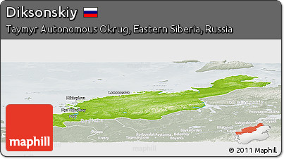 Physical Panoramic Map of Diksonskiy, lighten, semi-desaturated