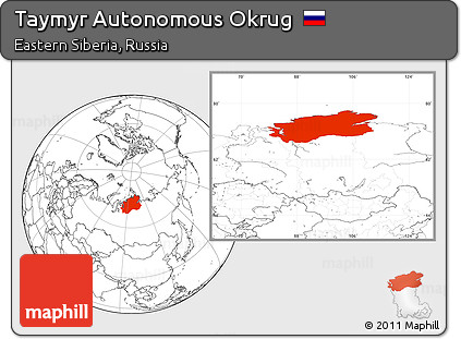 Blank Location Map of Taymyr Autonomous Okrug