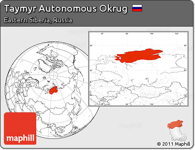 Blank Location Map of Taymyr Autonomous Okrug