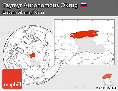 Blank Location Map of Taymyr Autonomous Okrug, highlighted parent region