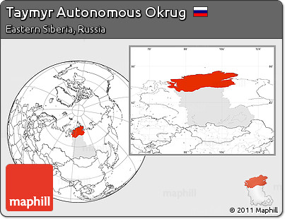 Blank Location Map of Taymyr Autonomous Okrug, highlighted parent region