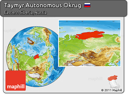 Physical Location Map of Taymyr Autonomous Okrug