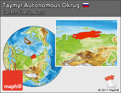 Physical Location Map of Taymyr Autonomous Okrug