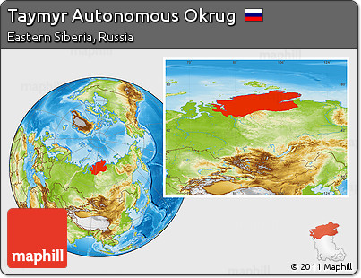 Physical Location Map of Taymyr Autonomous Okrug