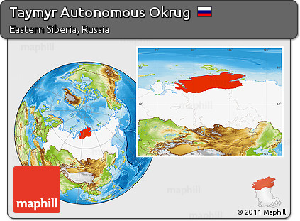 Physical Location Map of Taymyr Autonomous Okrug, highlighted country