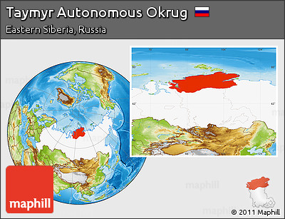 Physical Location Map of Taymyr Autonomous Okrug, highlighted country