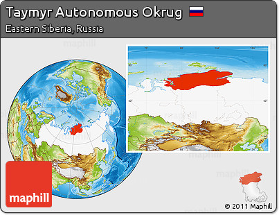 Physical Location Map of Taymyr Autonomous Okrug, highlighted country