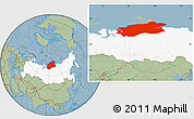 Savanna Style Location Map of Taymyr Autonomous Okrug, highlighted country, hill shading