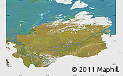Satellite Map of Taymyr Autonomous Okrug, single color outside