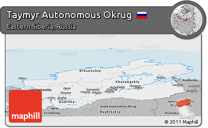 Gray Panoramic Map of Taymyr Autonomous Okrug