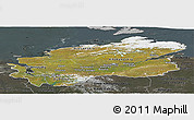 Satellite Panoramic Map of Taymyr Autonomous Okrug, darken, semi-desaturated