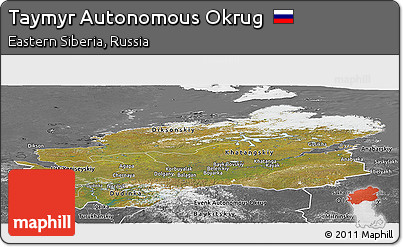 Satellite Panoramic Map of Taymyr Autonomous Okrug, desaturated