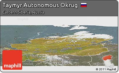 Satellite Panoramic Map of Taymyr Autonomous Okrug, semi-desaturated