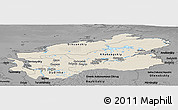 Shaded Relief Panoramic Map of Taymyr Autonomous Okrug, darken, desaturated