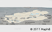 Shaded Relief Panoramic Map of Taymyr Autonomous Okrug, darken, semi-desaturated