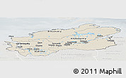 Shaded Relief Panoramic Map of Taymyr Autonomous Okrug, lighten, semi-desaturated