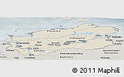 Shaded Relief Panoramic Map of Taymyr Autonomous Okrug, semi-desaturated