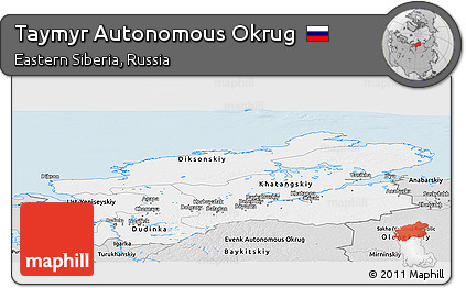 Silver Style Panoramic Map of Taymyr Autonomous Okrug